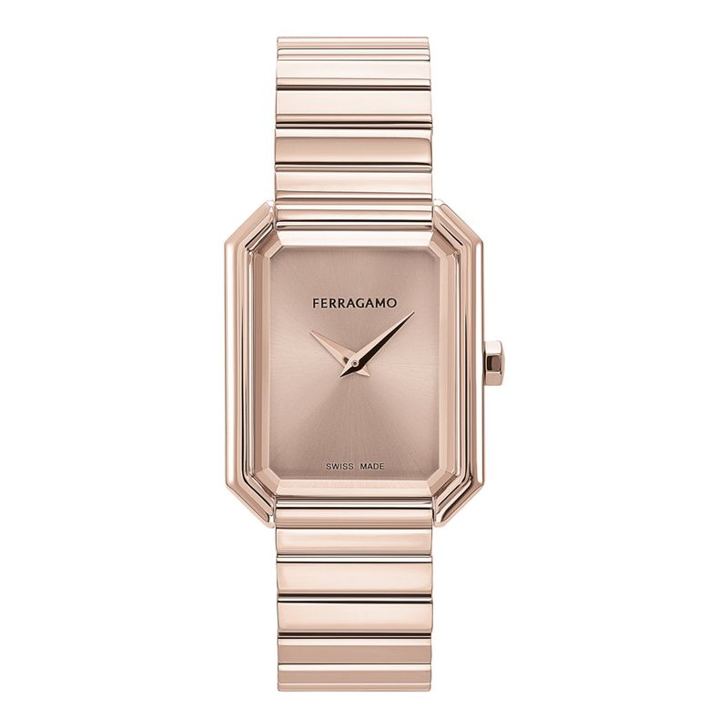 Ferragamo Crystal Bracelet Watch Rose Gold Womens